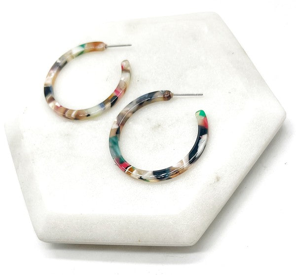 Multi-Color Acrylic Hoop Earrings