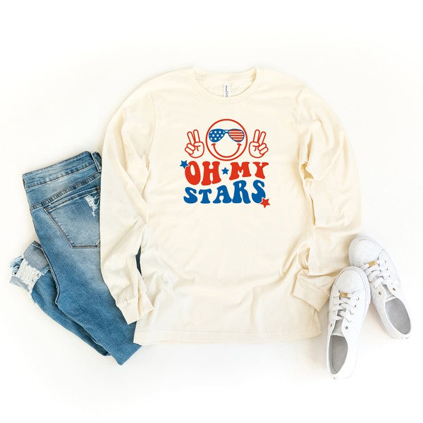 Oh My Stars Smiley Face Long Sleeve Graphic Tee