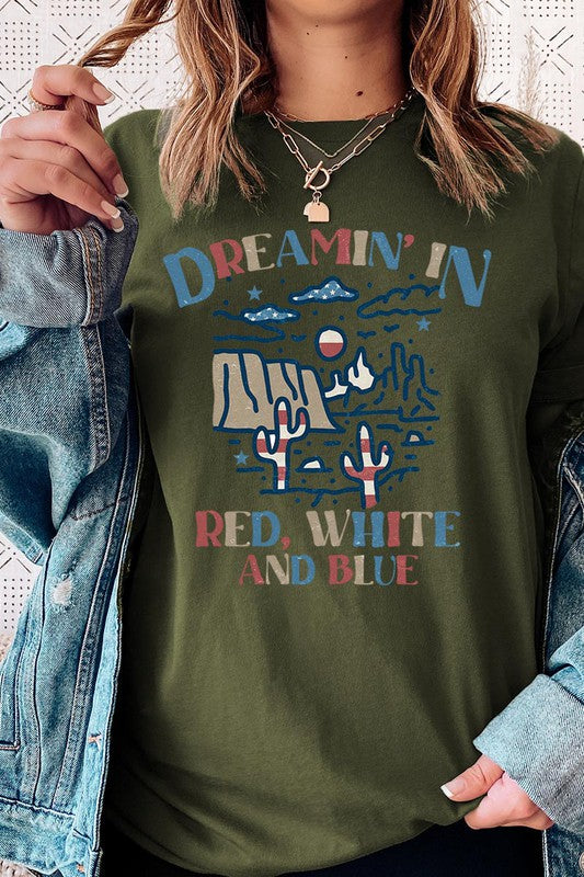 Dreamin' In Red, White, and Blue Unisex Short Sleeve Tee