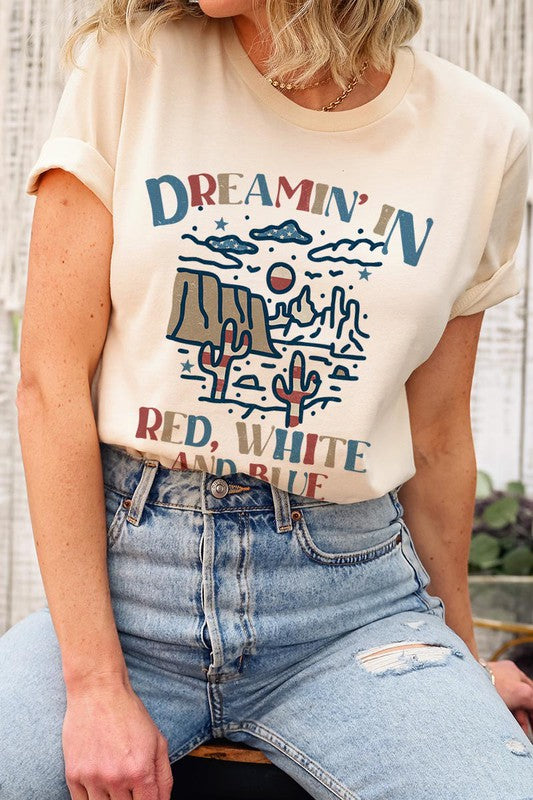 Dreamin' In Red, White, and Blue Unisex Short Sleeve Tee