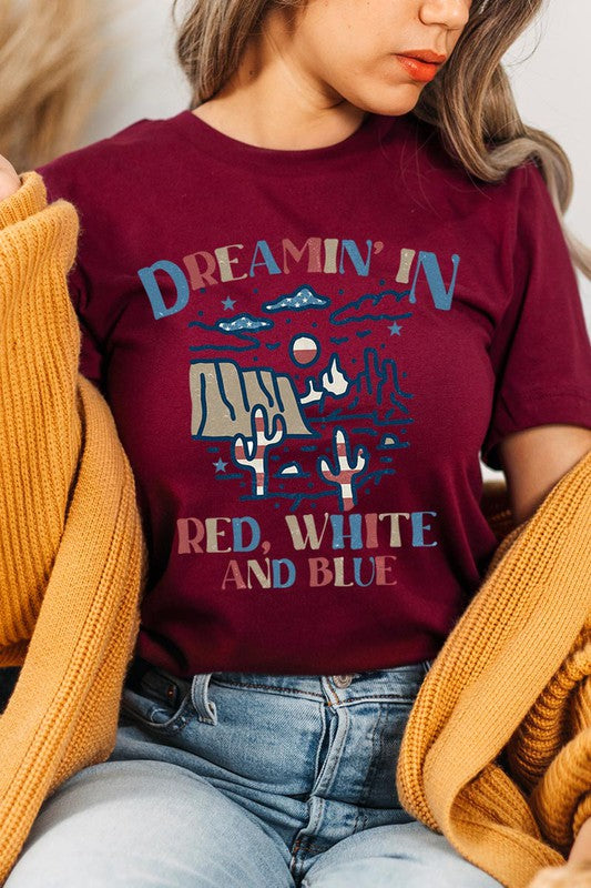 Dreamin' In Red, White, and Blue Unisex Short Sleeve Tee