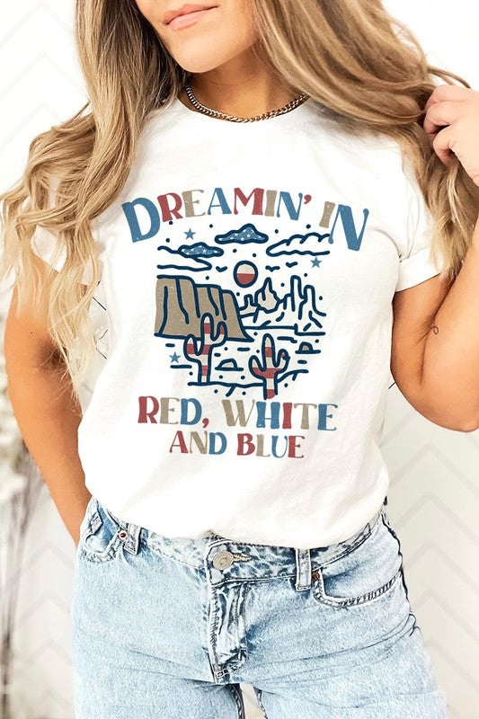 Dreamin' In Red, White, and Blue Unisex Short Sleeve Tee