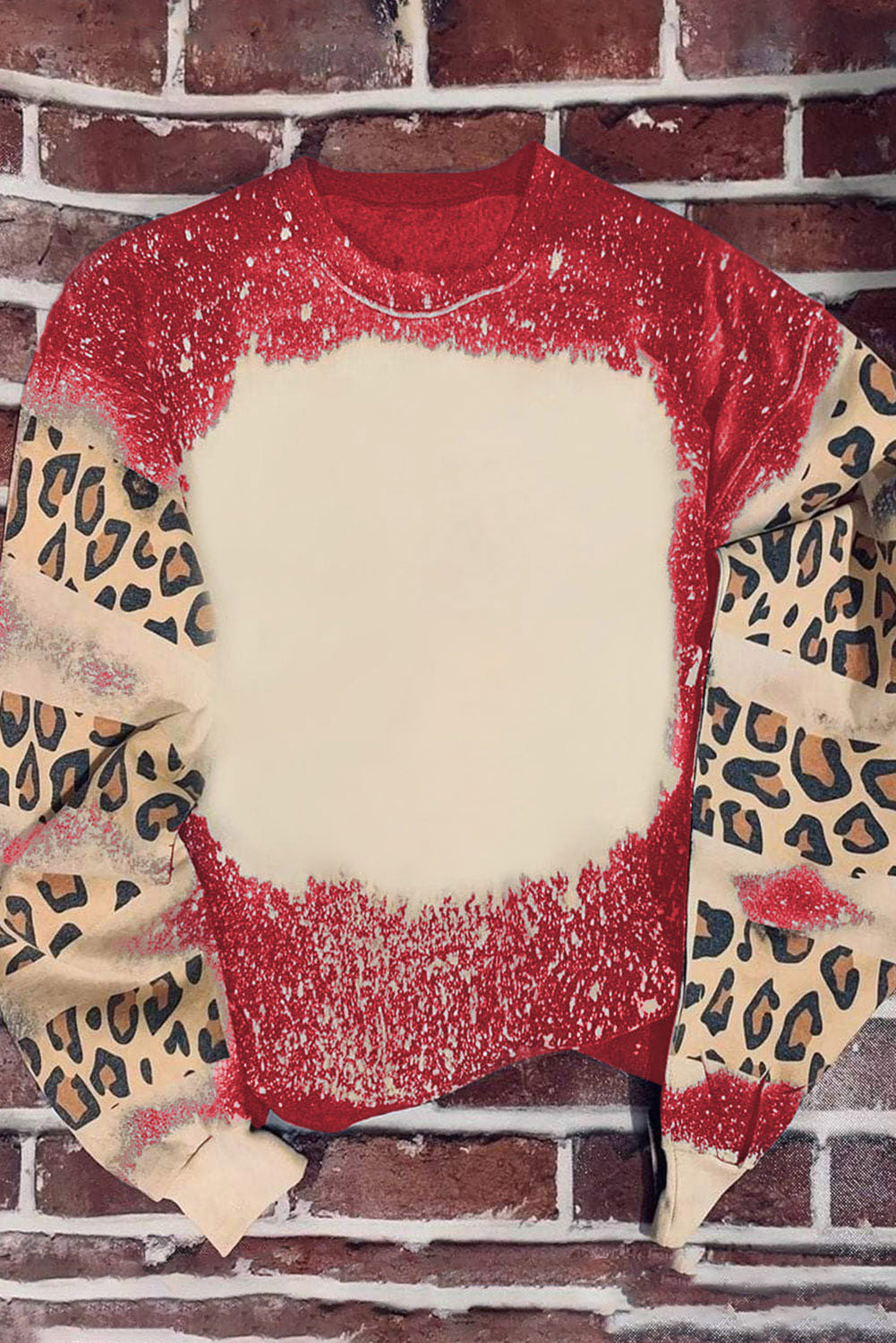 Merry Christmas Multi Tree Print Leopard Sleeve Sweatshirt