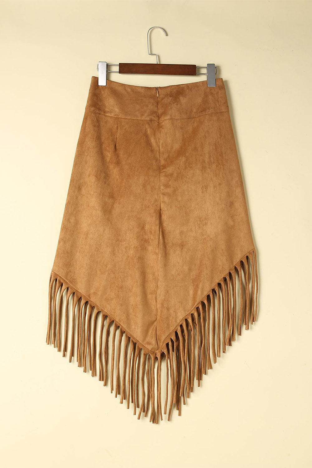 Fringe Hem Suede Skirt