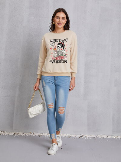 COFFEE IS MY VALENTINE Round Neck Sweatshirt