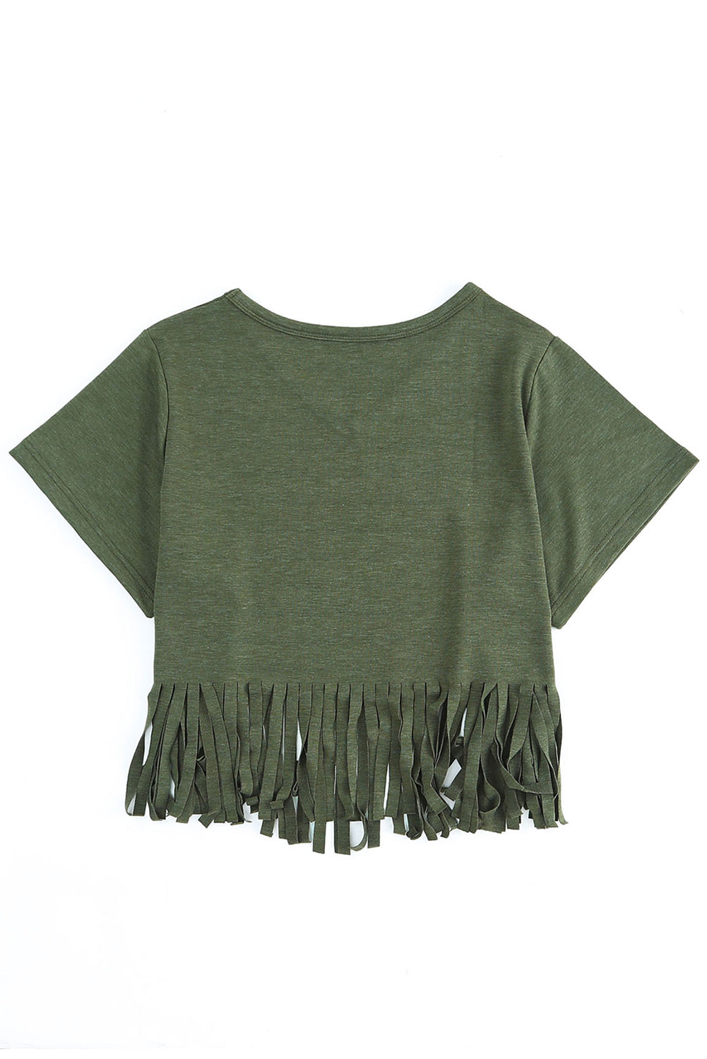 Fringe Hem V Neck T Shirt