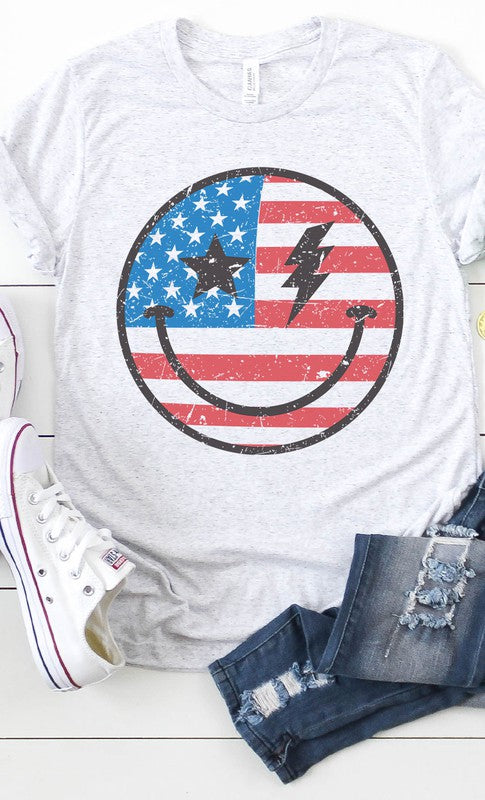 Retro American Smiley Face Graphic Tee