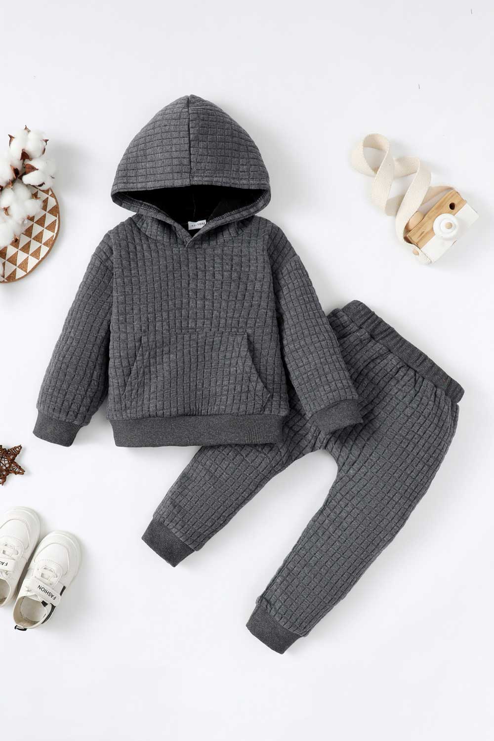 Kids Textured Hoodie and Joggers Set