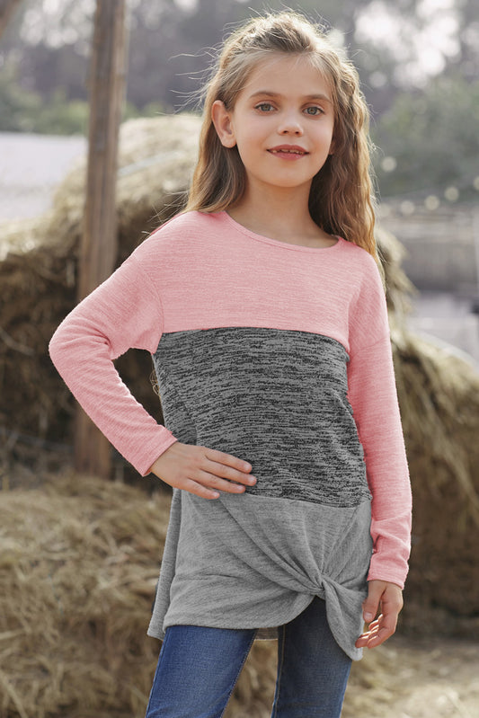 Girls Color Block Twisted Tunic Top