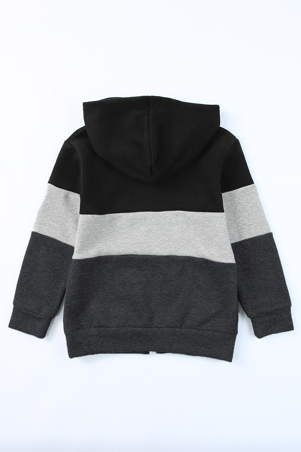 Girls Color Block Zip-Up Hooded Jacket with Pockets