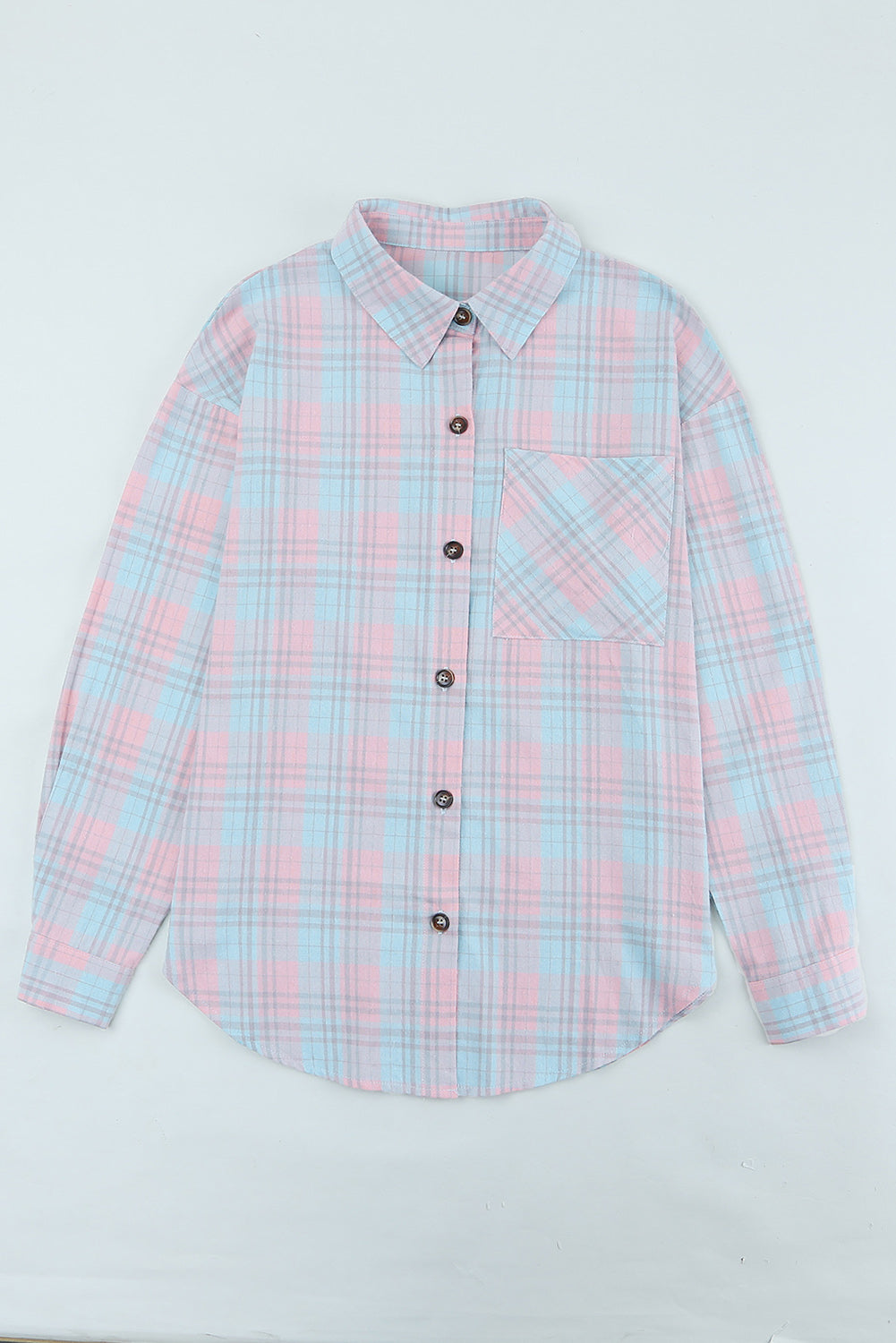 Plaid Button-Up Dropped Shoulder Shirt