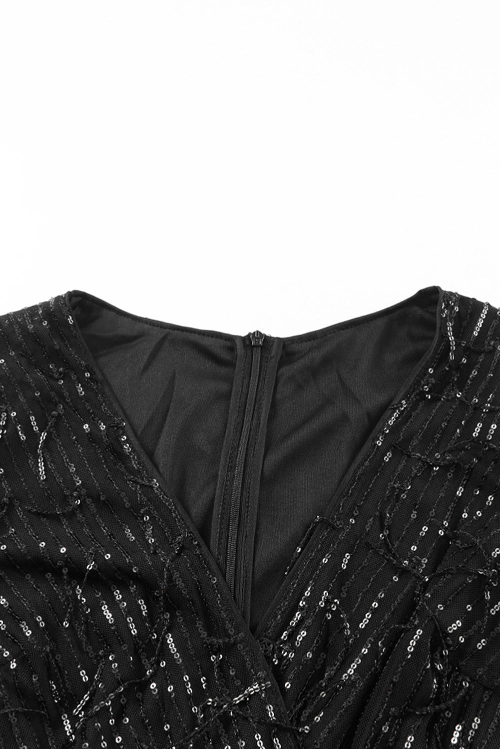 Charleston Nights Sequin Fringes V Neck Long Sleeve Jumpsuit