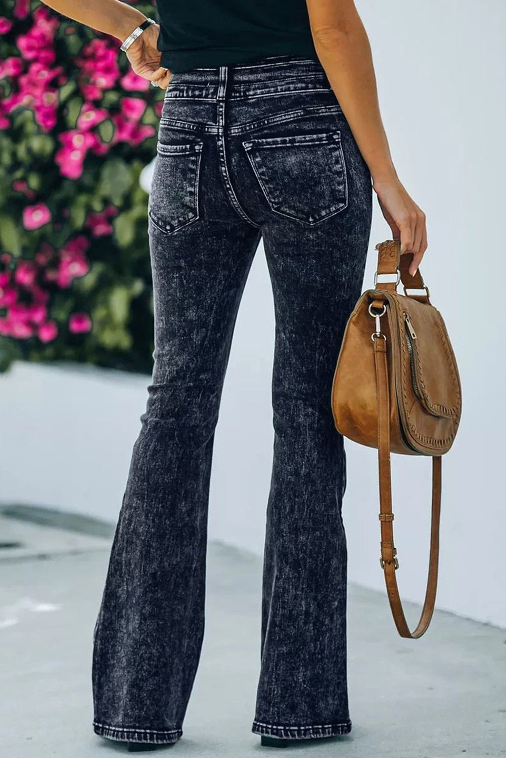 Acid Wash High Waist Flare Jeans