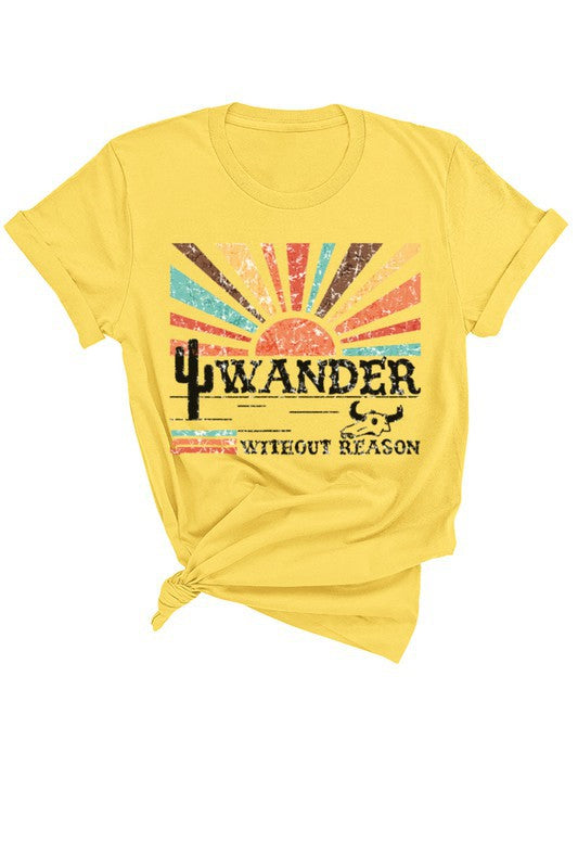 WANDER WESTERN SUNSET VIBE COTTON GRAPHIC T-SHIRT