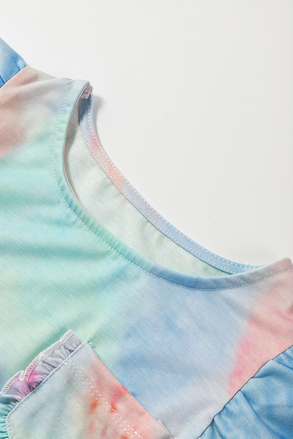 Girls Tie-Dye Ruffle Shoulder Top