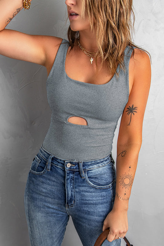 Heathered Cutout Scoop Neck Tank