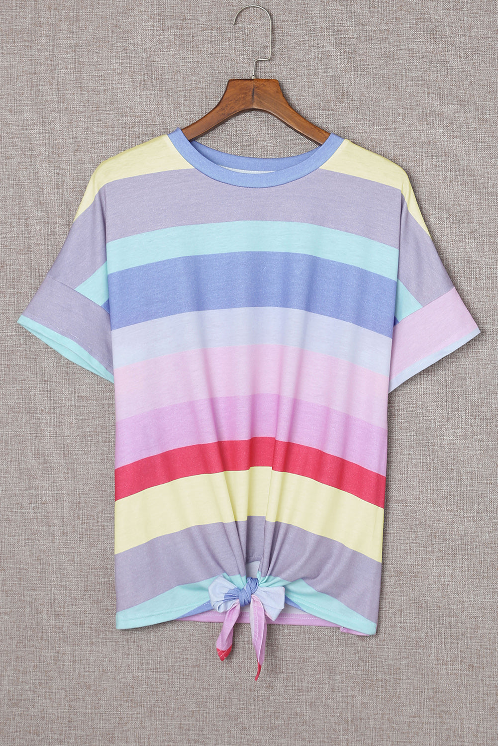 Rainbow Stripe Tie-Front Tee Shirt