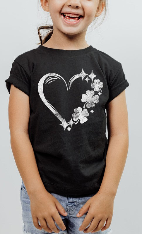 Distressed Clover Heart Patricks Kids Graphic Tee