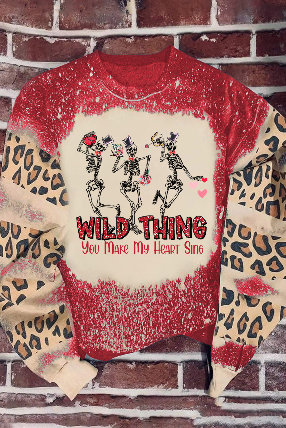 Merry Christmas Multi Tree Print Leopard Sleeve Sweatshirt