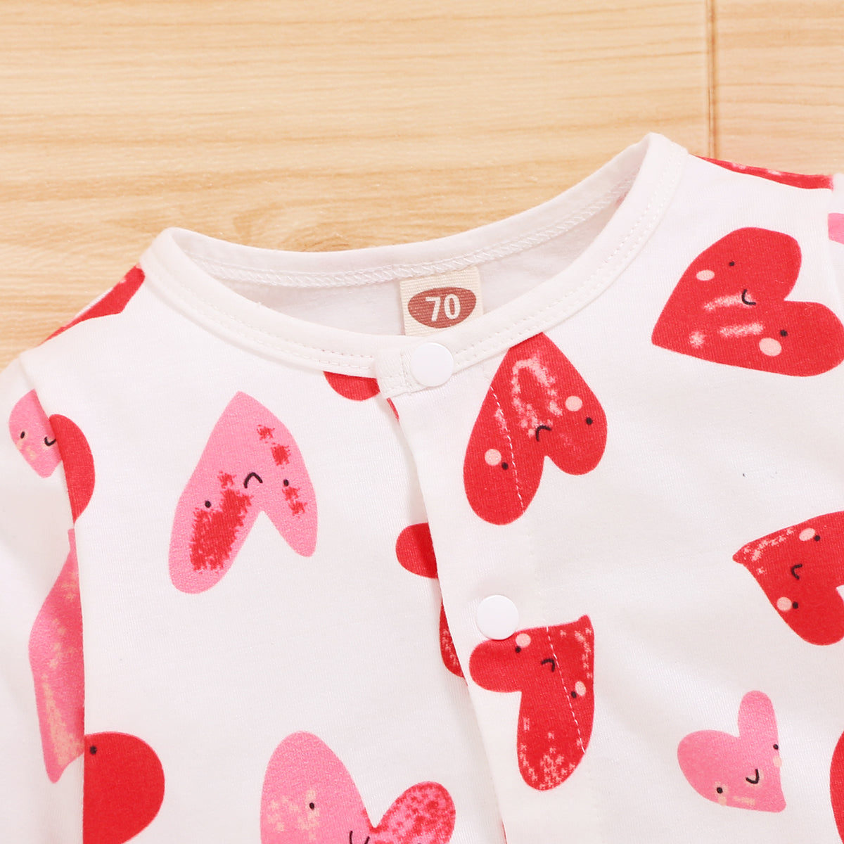 Baby Girl Heart Print Jumpsuit with Beanie