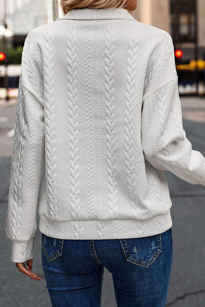 Textured Half Zip Dropped Shoulder Sweatshirt