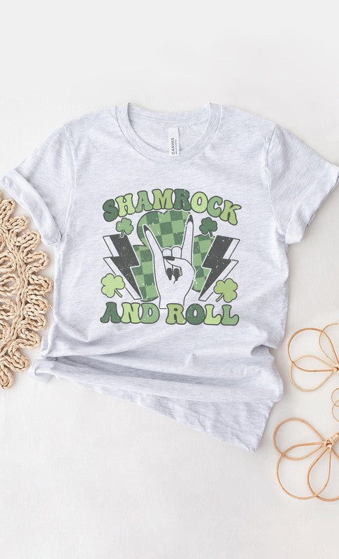 Shamrock and Roll St Patricks Day Graphic Tee