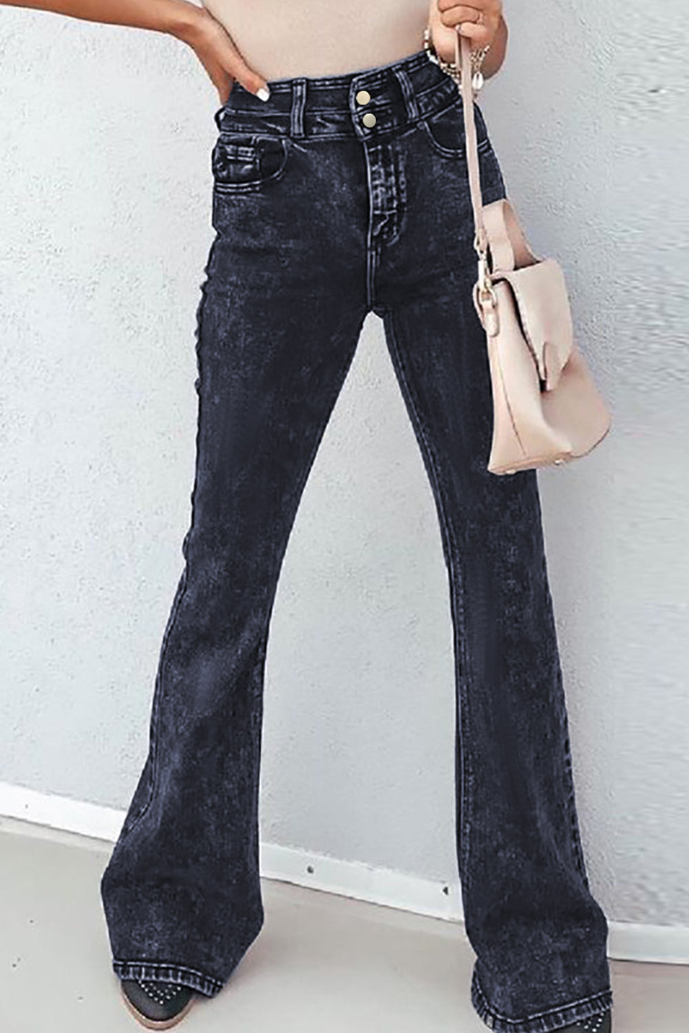 Acid Wash High Waist Flare Jeans