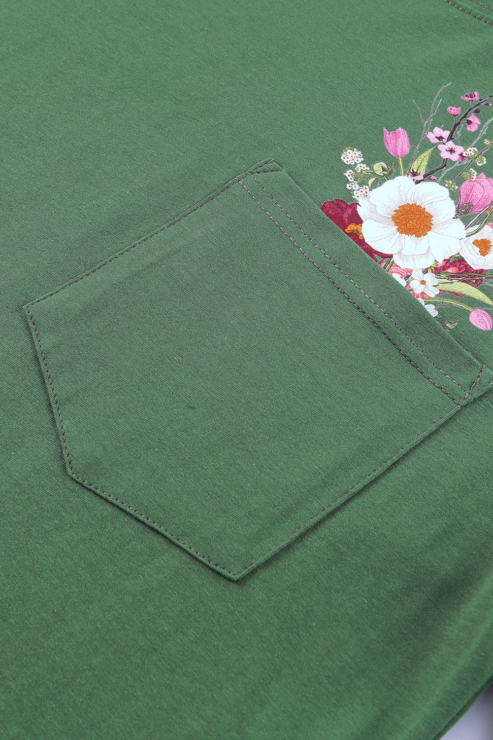 Embroidered Round Neck Pocket Tee