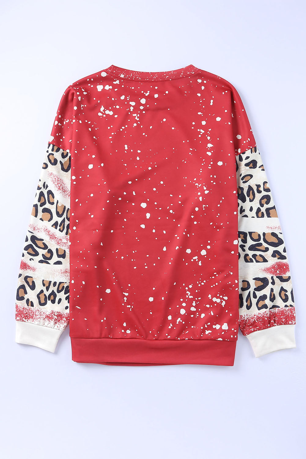 Merry Christmas Multi Tree Print Leopard Sleeve Sweatshirt