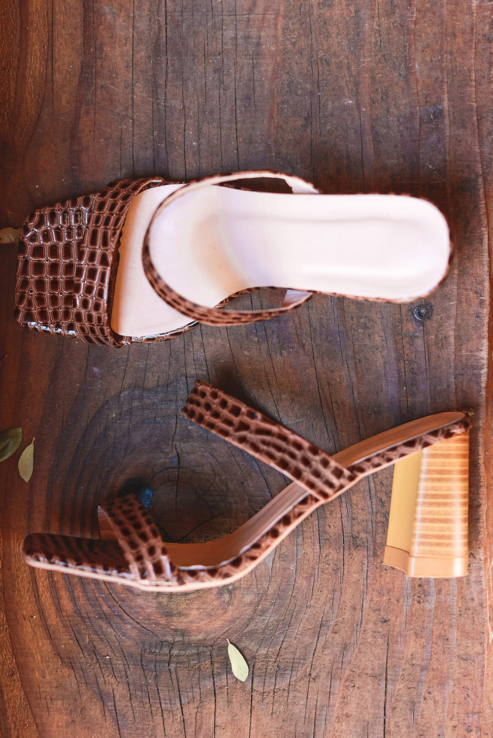 Crocodile PU Leather High Heeled Sandals