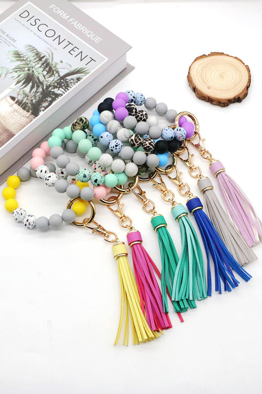 Multicolored Beaded Fringe Keychain