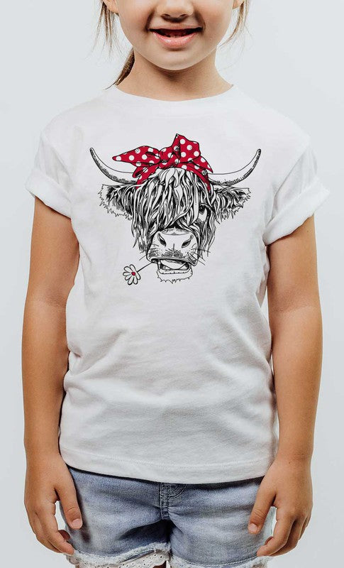 Highland Cow Bandana Kids Graphic Tee