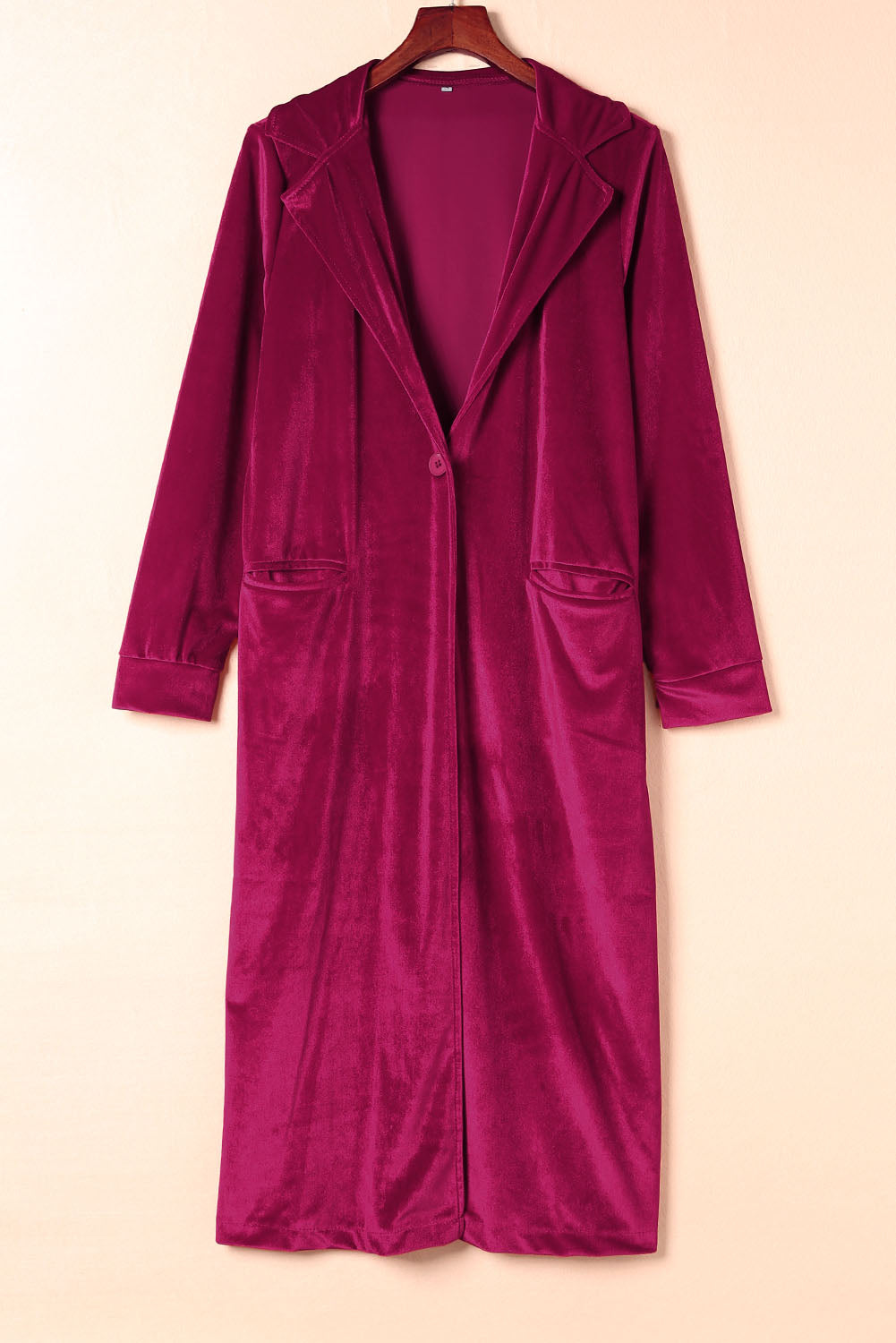 Retro Velvet Long Sleeve Pocket Coat