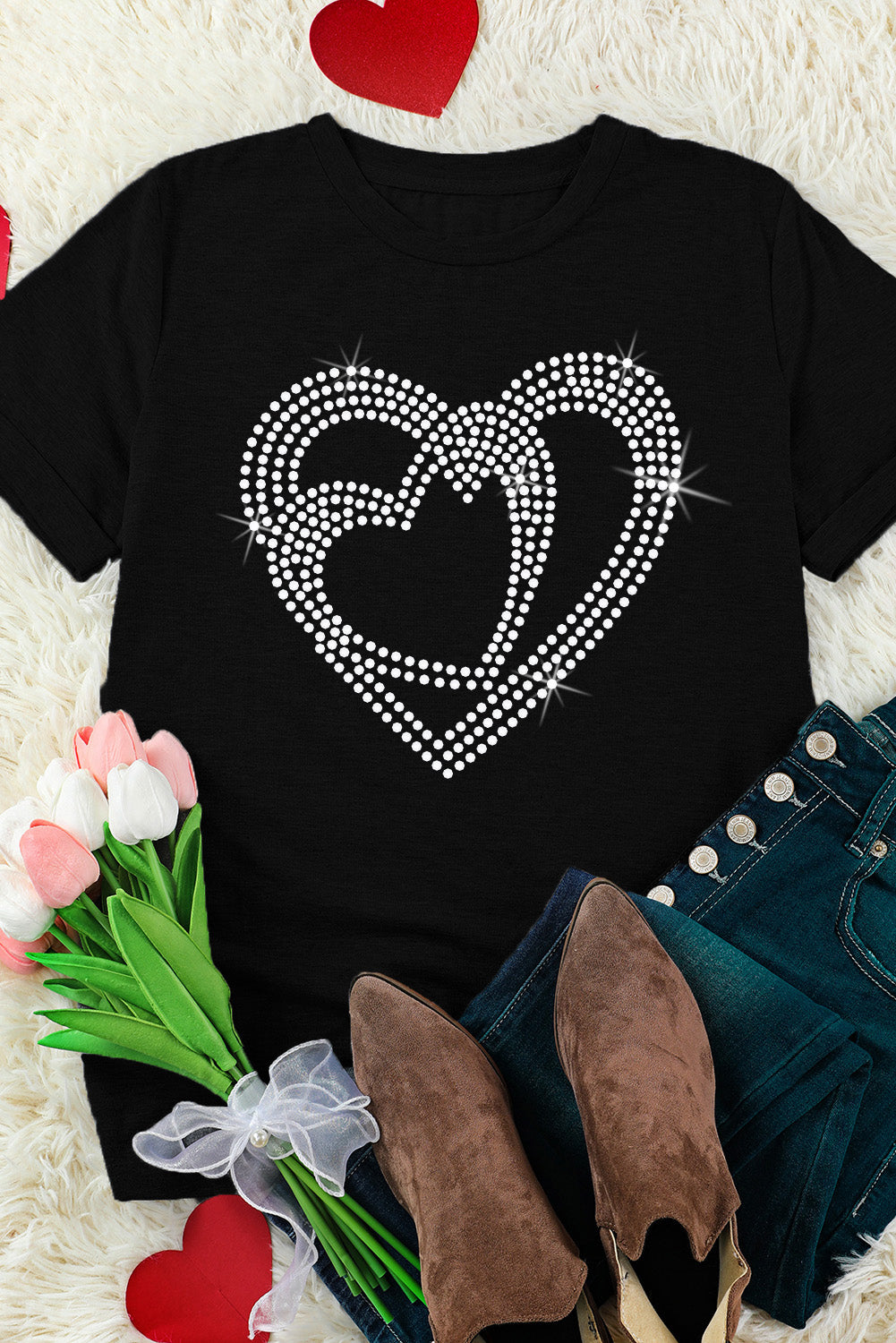 Hello Valentine Letter Print T Shirt