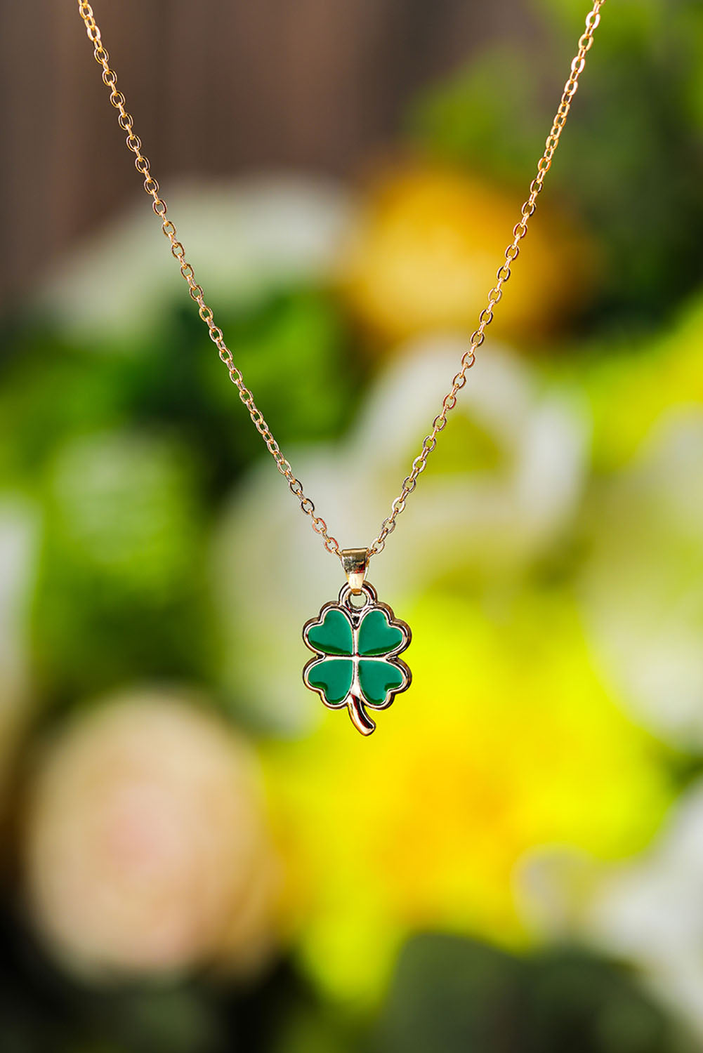 St. Patricks Day Clover Pendant Alloy Card Necklace