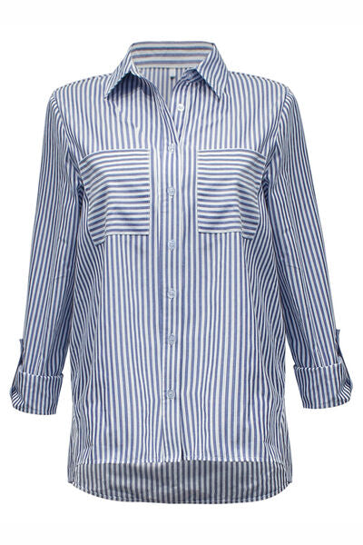 Striped Pocketed Button Up Shirt