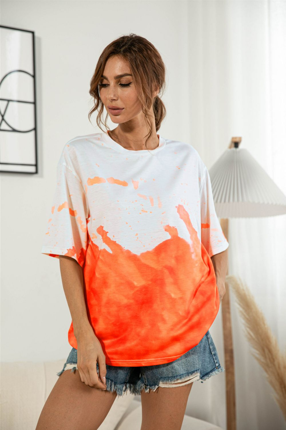 Tie-Dye Round Neck Tee Shirt