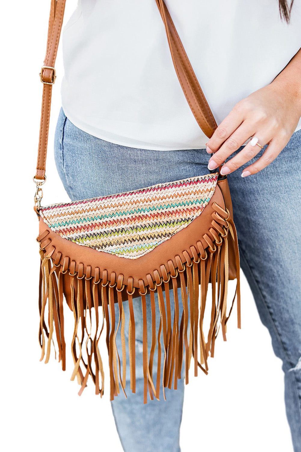 Boho Tribal Crossbody Fringe Envelope Bag