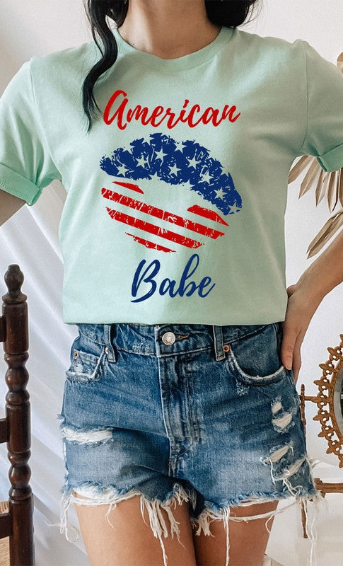 American Babe Lips Stars Stripes Graphic Tee