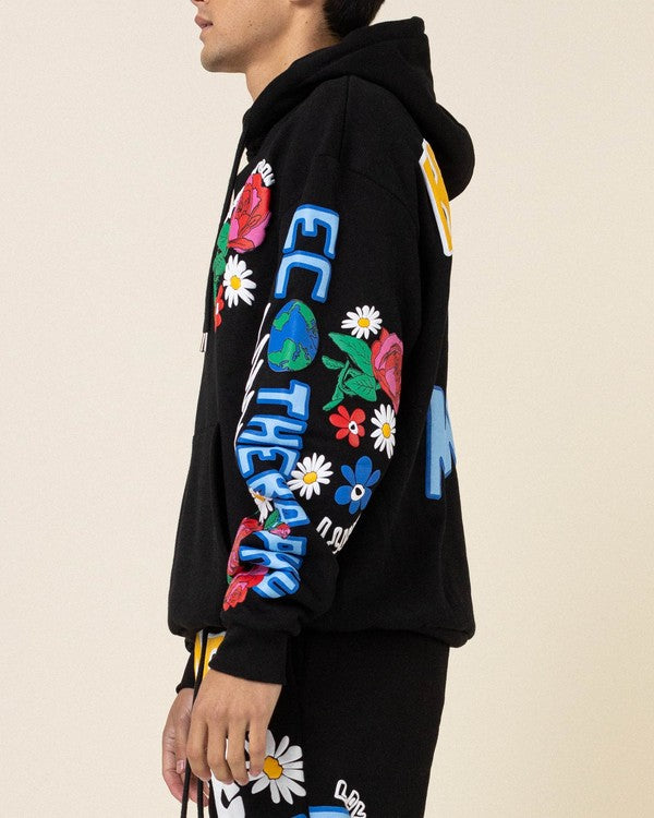 FLOWER PUFF PRINT HOODIE