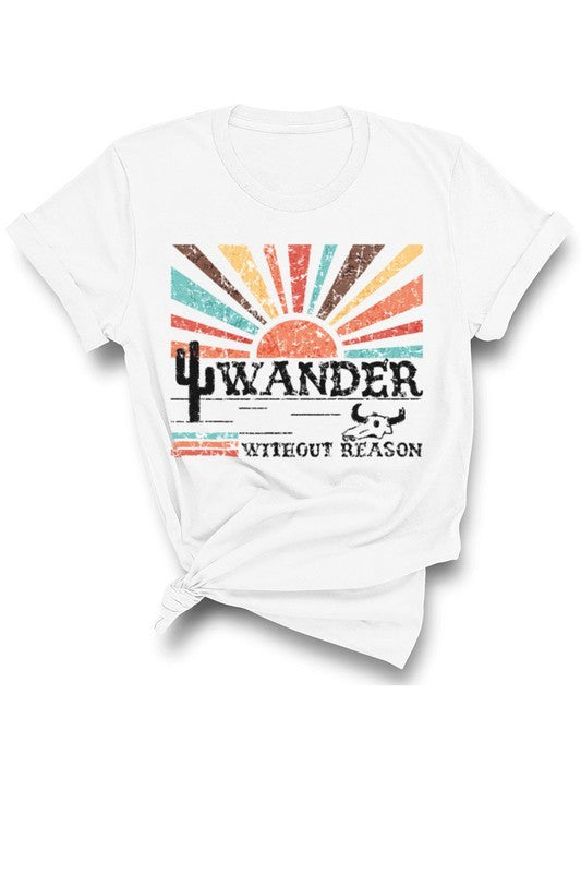 WANDER WESTERN SUNSET VIBE COTTON GRAPHIC T-SHIRT