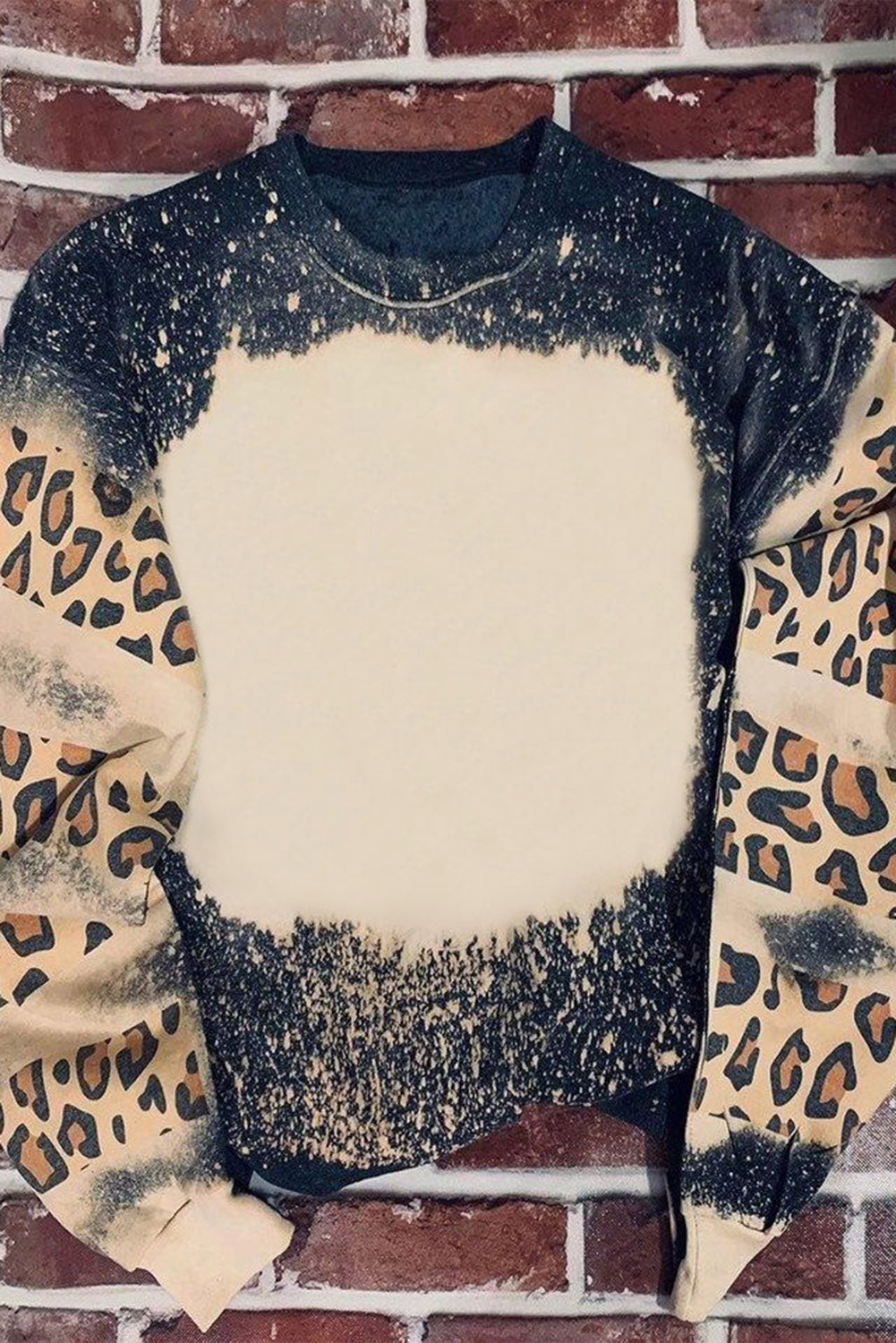 Merry Christmas Multi Tree Print Leopard Sleeve Sweatshirt