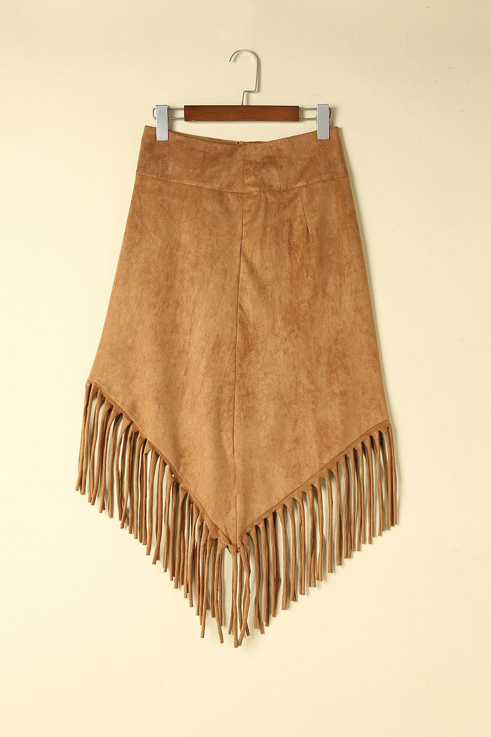 Fringe Hem Suede Skirt