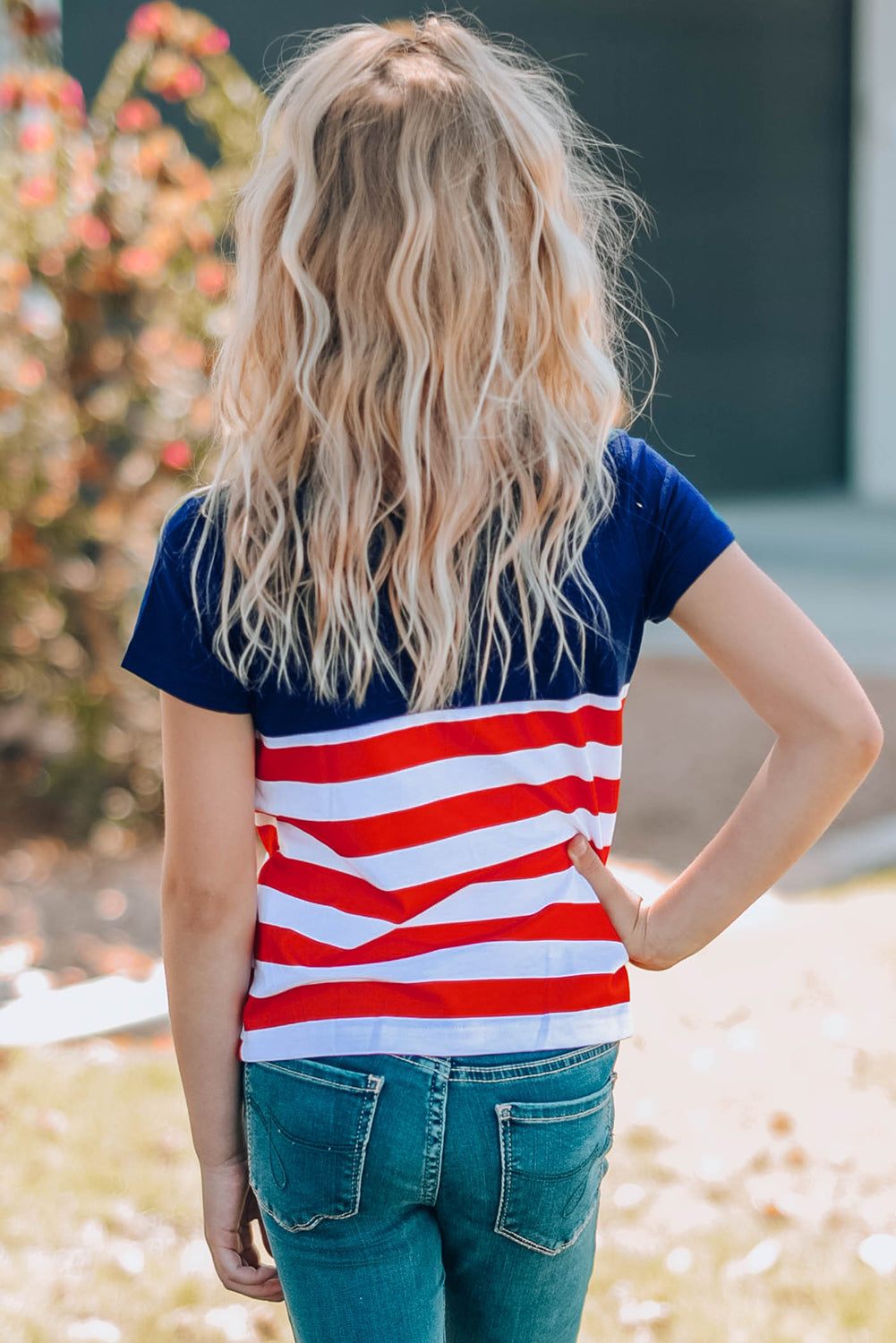 Girls Stars and Stripes Round Neck T-Shirt