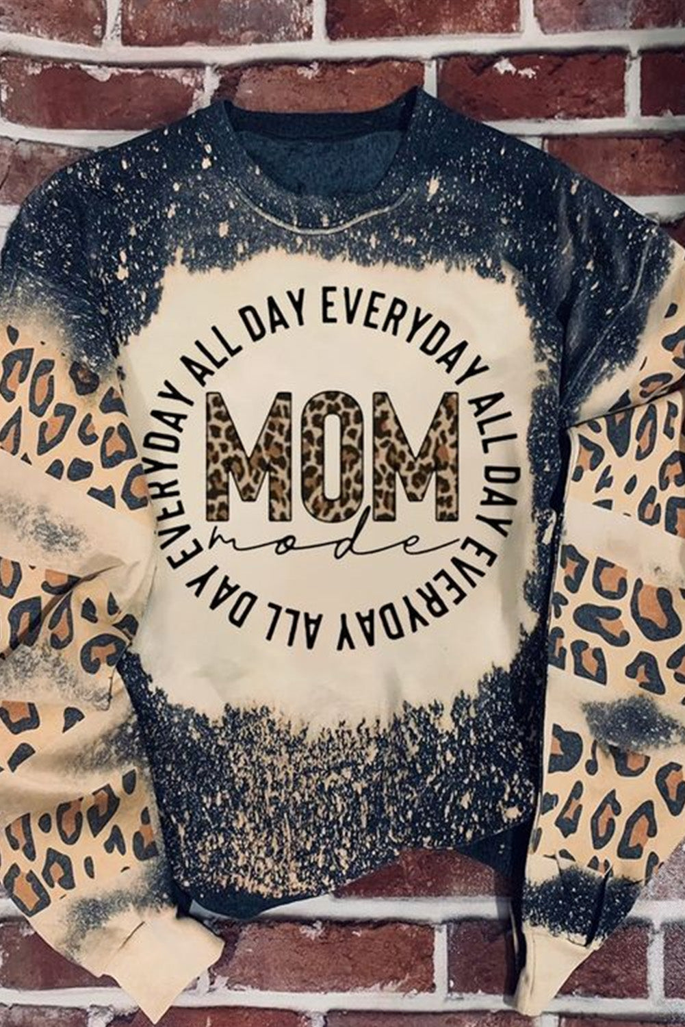 Merry Christmas Multi Tree Print Leopard Sleeve Sweatshirt