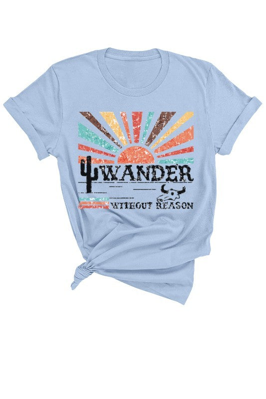 WANDER WESTERN SUNSET VIBE COTTON GRAPHIC T-SHIRT