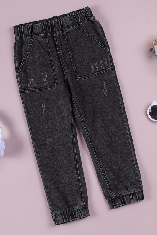 Kids Elastic Waist Distressed Jeans