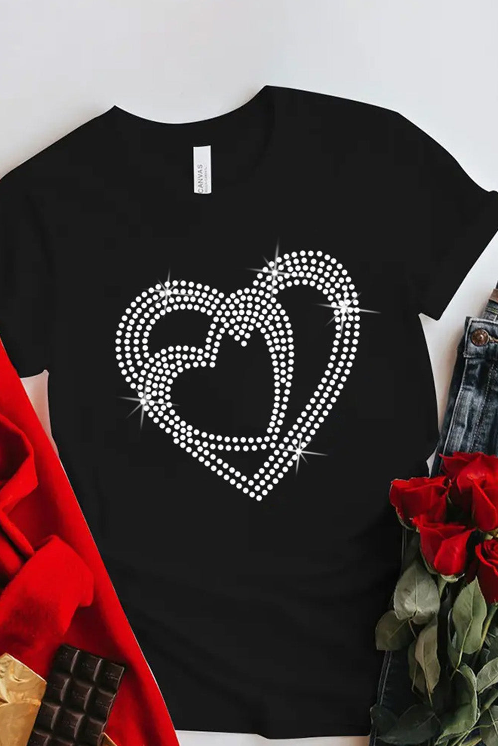 Hello Valentine Letter Print T Shirt