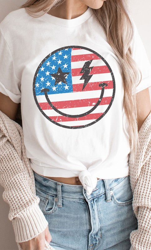 Retro American Smiley Face Graphic Tee