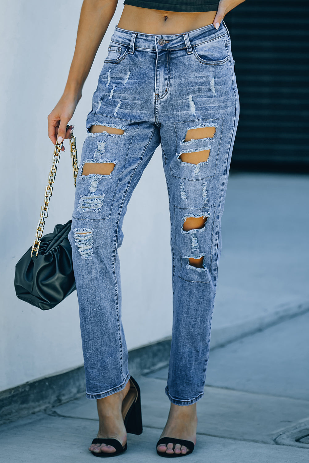 HAMMER AND FREE Graphic Cutout Ribbed Jeans